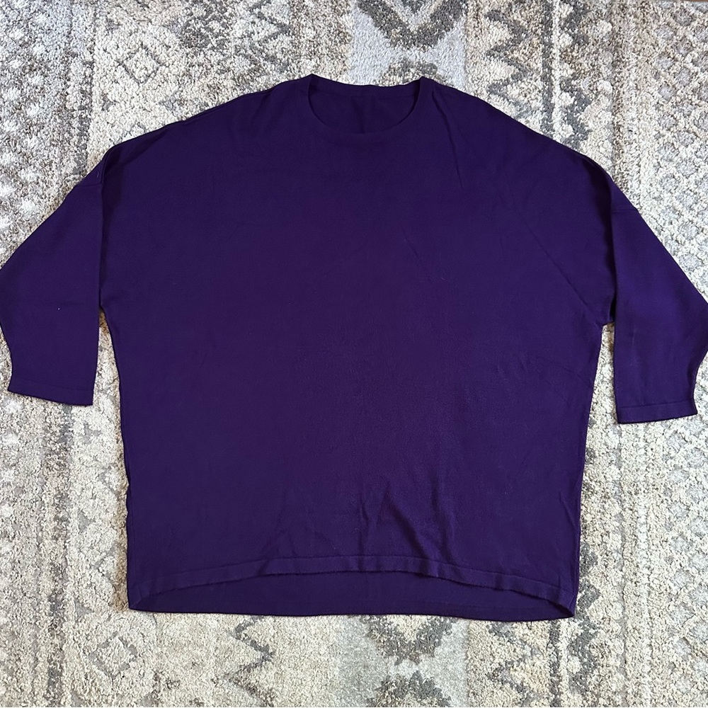 Eskandar Purple Silk Cashmere Crewneck Boxy Sweater OS NWT